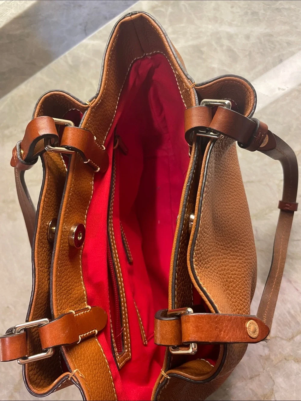 Dooney & Bourke Chestnut Brown Pebble Leather Tote